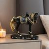 Retro Horse Statue Desktop Artistic Horse Figurine with Base Golden Painted Resin Horse Sculpture