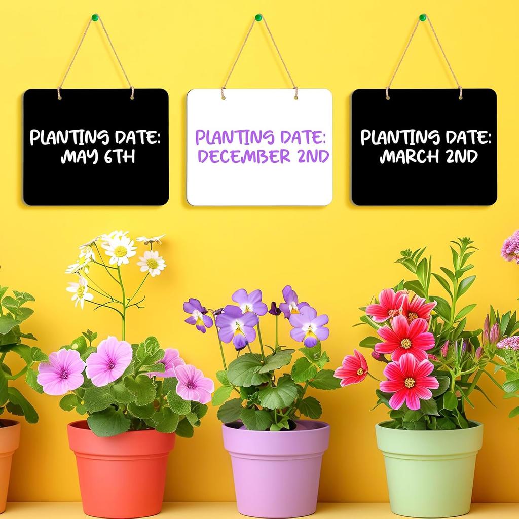 3Pcs Hanging Chalkboard Signs 8x10 Inch Wooden Double Sided Erasable Message Board, Memo Message Sign with Hanging String for Wedding Kitchen Home