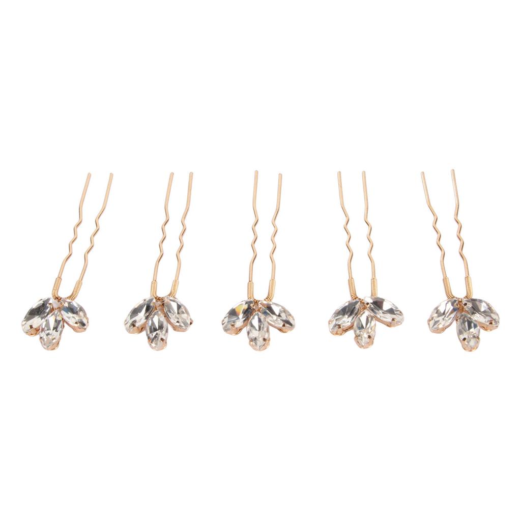 5pcs Rhinestone Hair Pins White Vintage Hairpins Sparkling Lightweight Hairpins for Bridal Wedding Women Girls