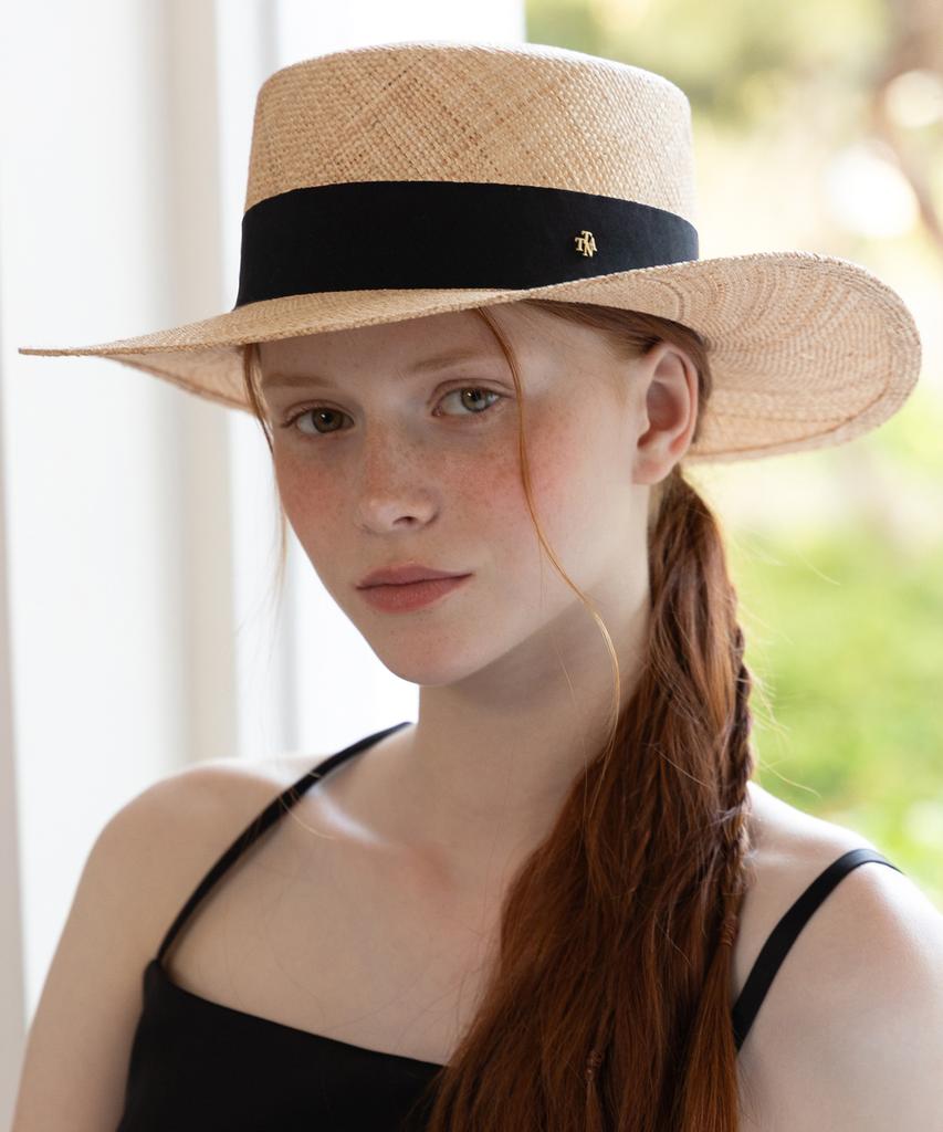 Tatiana Roxy Band Natural Raffia Boater Hat Ht8199