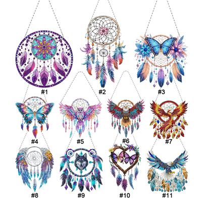 Attrape-rêves à ailes Peinture Diamant 5D DIY Points Pendentif Kit Pendentif Art Diamant DIY Ornements Peinture Diamant pour Loisirs Créatifs
