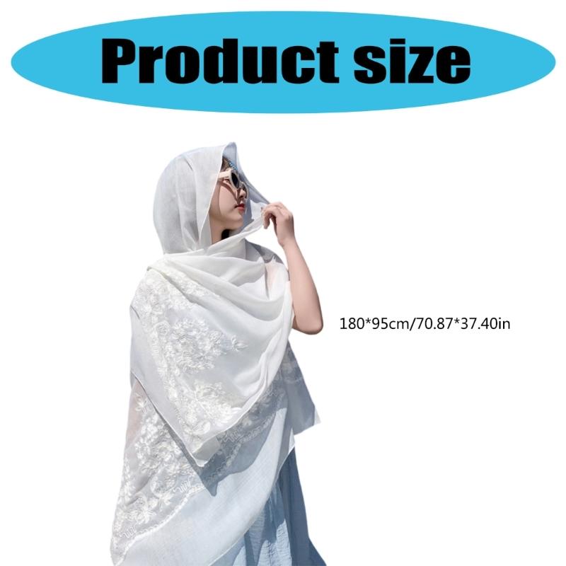 Embroidery Ethnic Shawl Soft Breathable Neck Scarf Shoulder Wrap For Women Travel Elegant Occasion And Daily Use