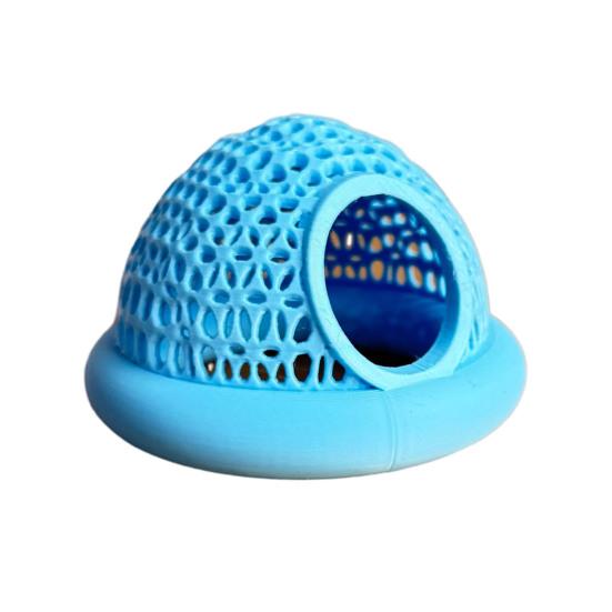 

Floating Betta Fish Hide And Shrimp Cave 3D Printed Aquarium Hammock Small Feeding Ring Resting Shelter for Fish Tank Decoration Small синій