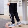 Lining Logo Print Mid-Waist Knit Sports Pants Men Bottoms Black AKLS077-1