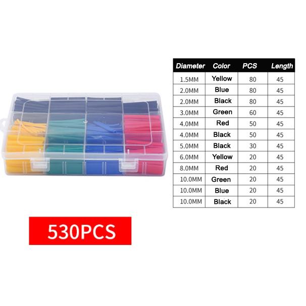 800/530/280/127pcs Insulated Heat Shrink Tubing Colorful Heat Shrinkable Tubing Boxed DIY Kit Heat Shrinkable Waterproof Tubing