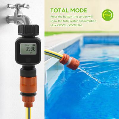 Wasserdurchflussmesser Messen Gallonen/Liter Verbrauch und Durchflussrate für Bewässerungsschlauch im Freien, Garten, Befüllung Wassertank
