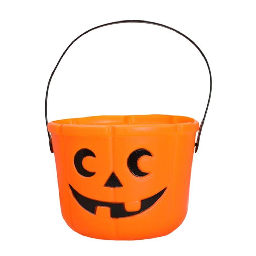 Seasonal Triangle Eye Halloween Pumpkin Jar Portable Holiday Toy Pumpkin Bucket Jack-O-Lantern Home Decor