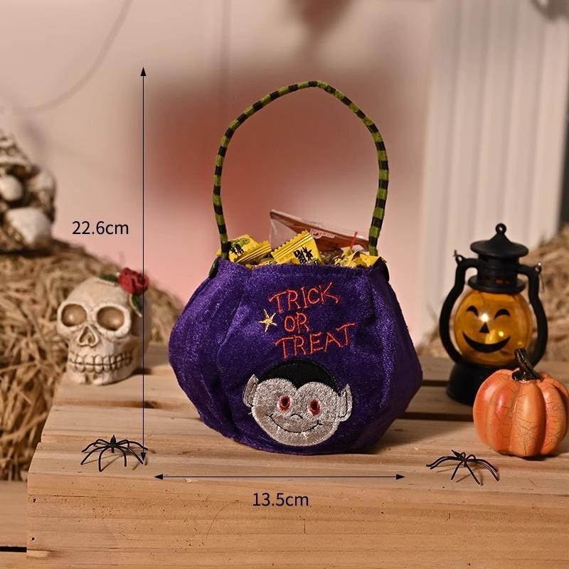 Halloween Candy Bag Kids Trick or Treat Pumpkin Handbag Vampire Candy Bucket Halloween Party Gift Bag for Children