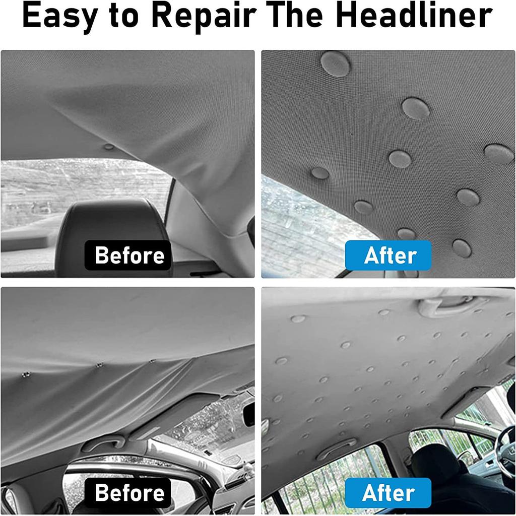 Car Interior Trim Clips 60PCS Set Beige Fabric Coated Metal Roof Headliner Retainer Rivets Anti-Rust OEM Style Install with Tool