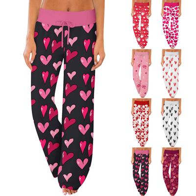 Pantalones de pijama para mujer, ropa de dormir, pantalones casuales con cordón y cintura elástica, pantalones holgados y rectos cómodos para yoga