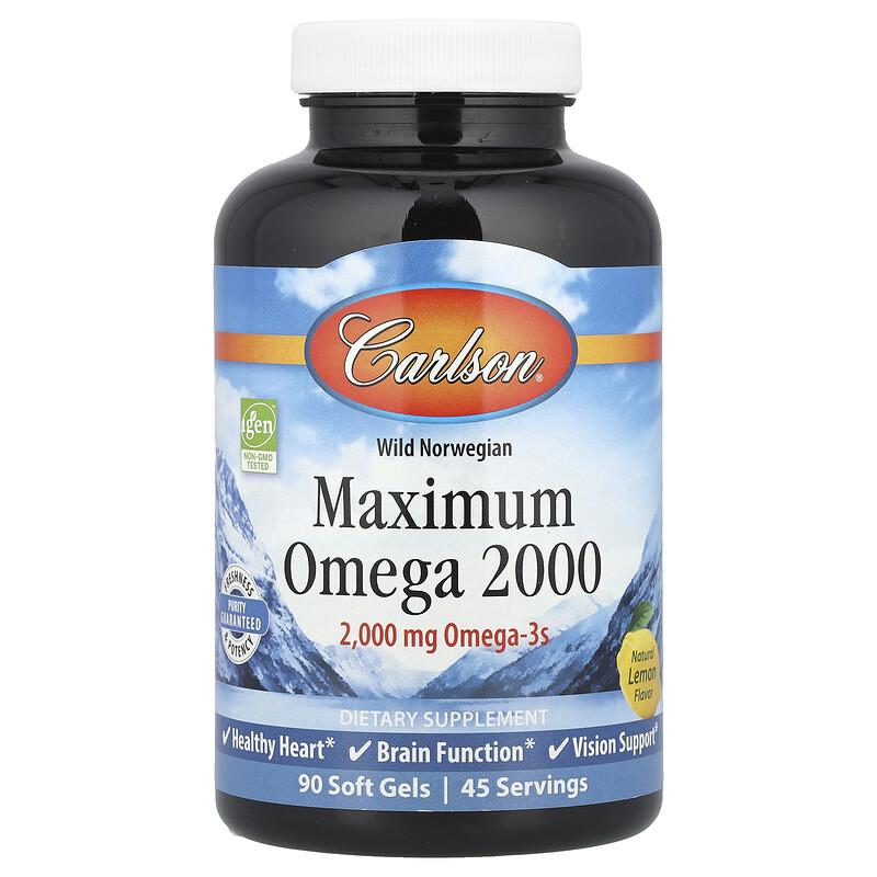 Wild Norwegian, Maximum Omega 2000, Natural Lemon, 90 Soft Gels (1,000 Mg Per Soft Gel)