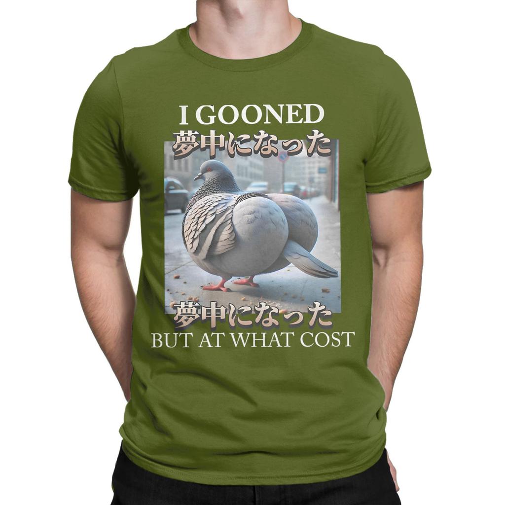 I Gooned But At What Cost Funny Pigeon Meme Cotton TShirt For Mens Summer TShirts Breathable Tee Shirt Plus Size Clothing