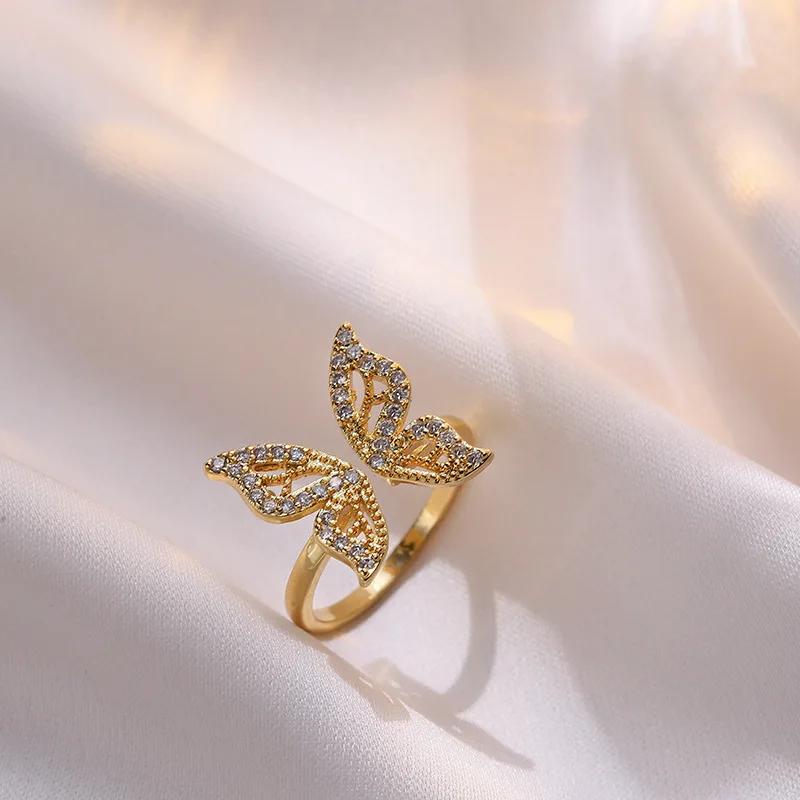 Adjustable Vintage Elegant Bow Open Ring, Fashion Light Luxury Niche, Exquisite Index Finger Zircon Accessory Gifts For Women