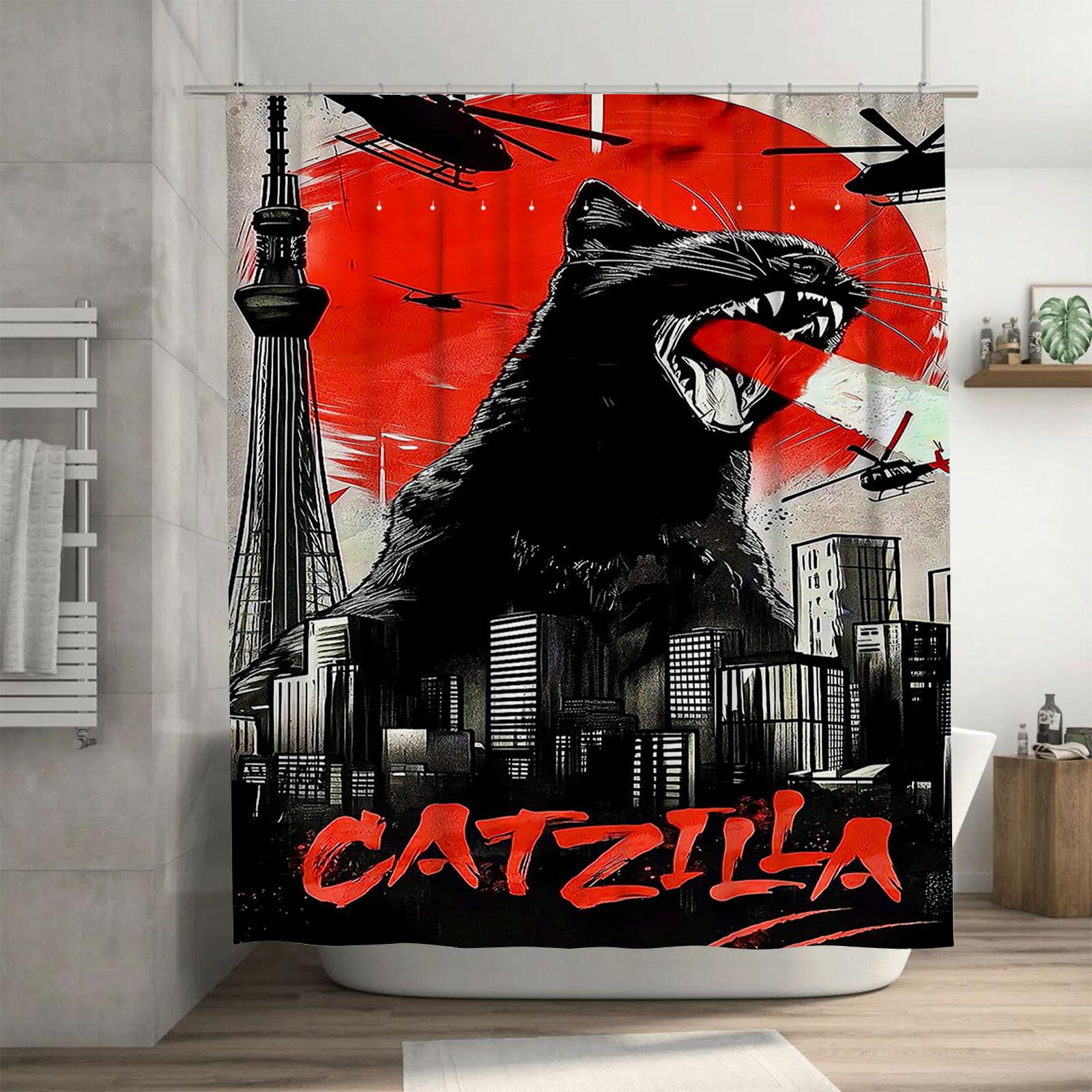 Textile Article Light Catzilla Waterproof Shower Curtain Heat Resistant Machine Washable Non-Transparent 180X180cm