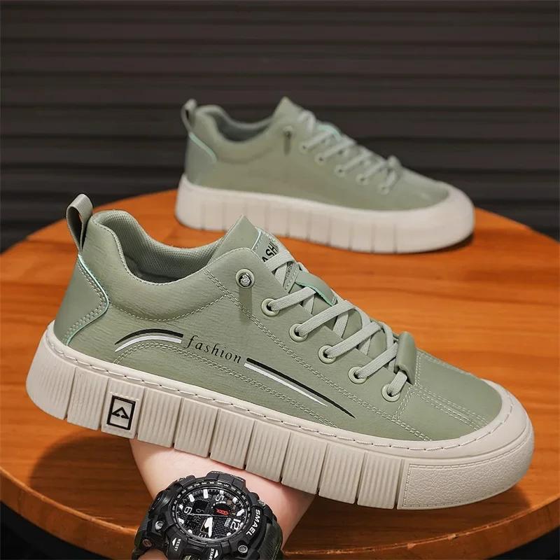 Lightweight Sneakers Man Shoes Spring Autumn 2025 New Casual Men Shoes Fashion Comfortable Non-slip Green Shoes Black Skateboard