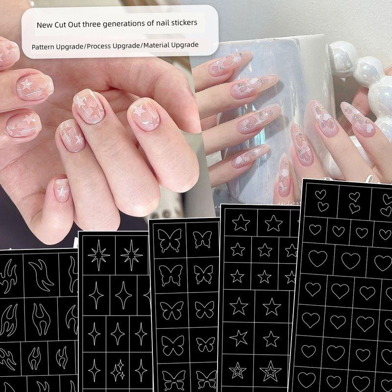 

Celebrity Cut Out Sticker New Style Spray Painting Dual-Use Template Heart Flame Nail Beauty Applique Blooming Color Painting Nail Beauty Tools H345-350 (set of six)