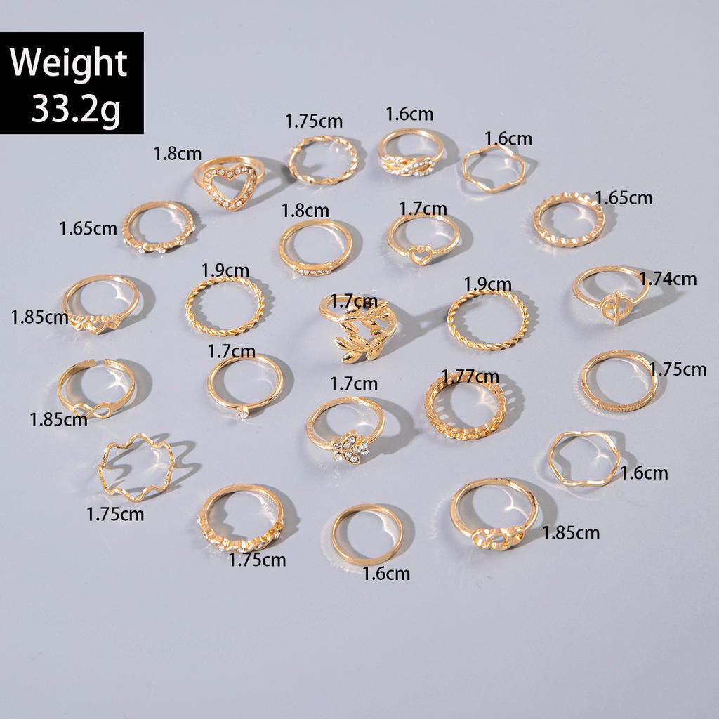 Nová Móda Všestranný List Láska Prsten Set Personalizovaný Geometrický Stohovatelný Kloubový Prsten Vícedílný Set