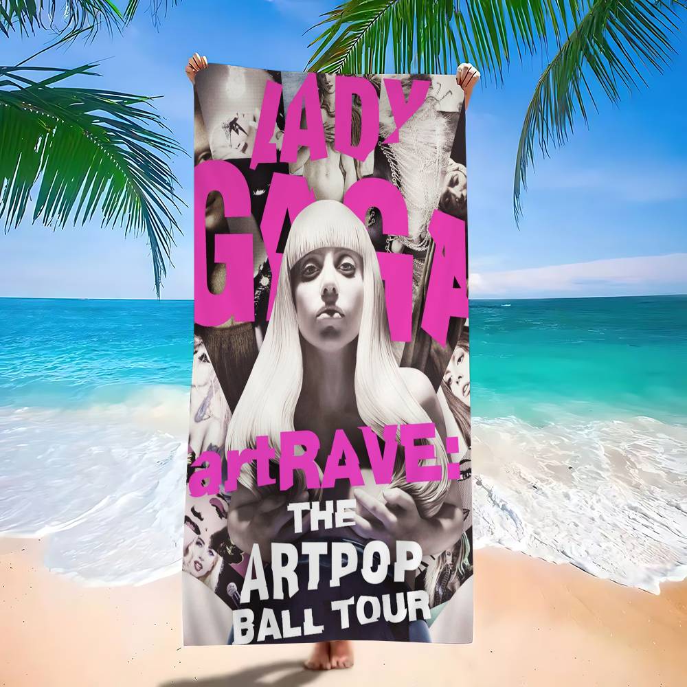 Singer L-Lady Gaga Mayhem Anime Beach Swimming Towel Soft Absorbent Washcloth Children's Gifts for Kids Travel Camping Gym