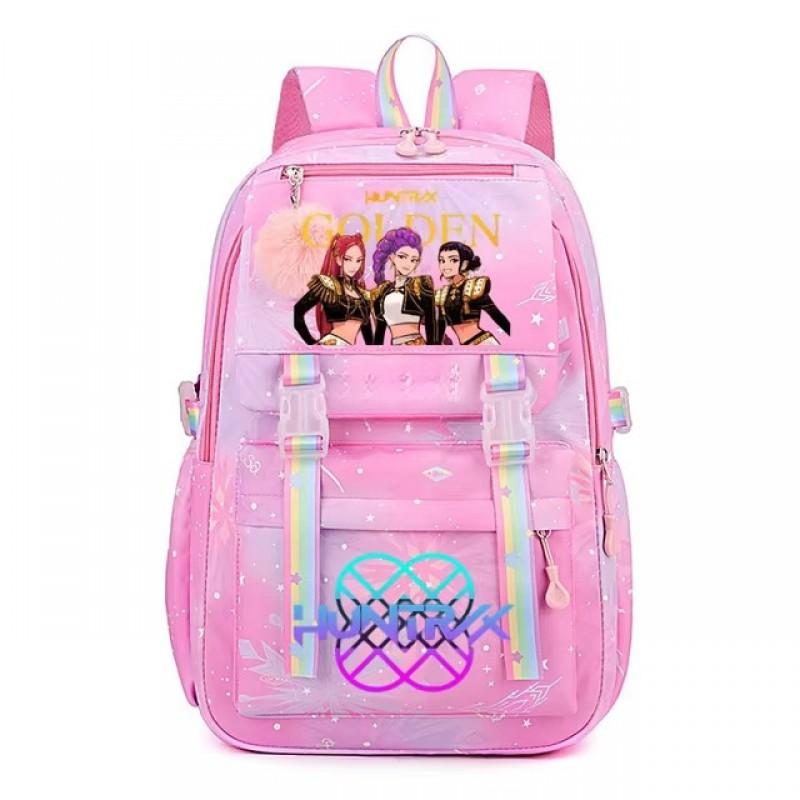 תרמיל בית ספר מצויר בהשראת K-Pop לבנות, תלמידי יסודי, קיבולת גדולה, קל משקל, תיק ניילון עם רצועות כרית אוויר