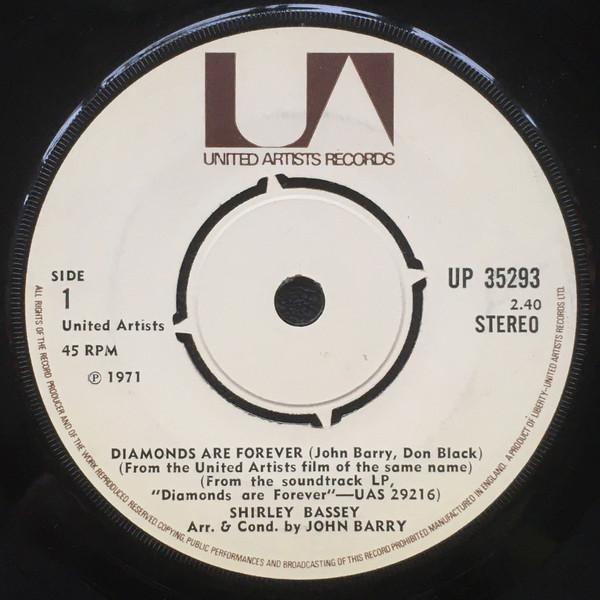 

7inch Record SHIRLEY BASSEY - Diamonds Are Forever UP35293 United Artists 1971 UK Pop Used