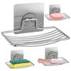 Stainless Steel Soap Holder Bathroom Draining Soap Box Soap Sponge Holder No Drilling Soap Storage Self Tray Bathroom Essentials