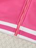 Single-piece girl's versatile and cute style fleece-lined stand collar long-sleeved zipper thick pink jacket top for spring, autumn and winter.
