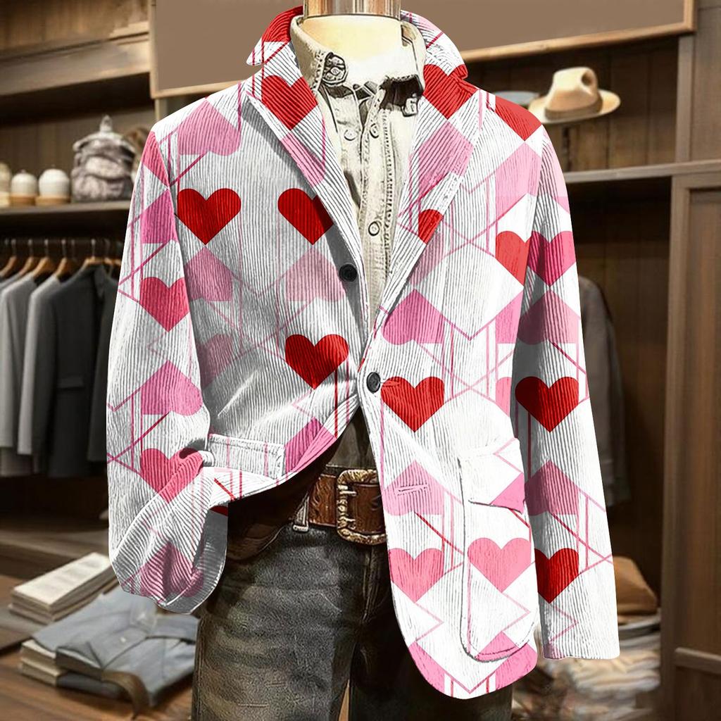 Herren Bedruckter Kord Samt Taschen Anzug Jacke Cardigan Herren Freizeitanzug