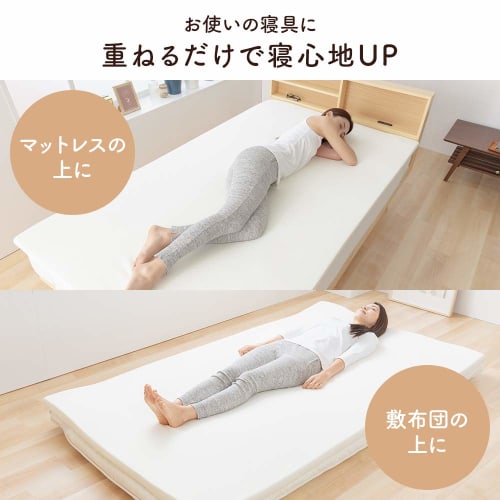 Iris Plaza Memory Foam Topper Mattress, Double, One-Piece, 4cm Thick, Elastic Corners, Washable Cover, Fits Futons, White, LPT4-D