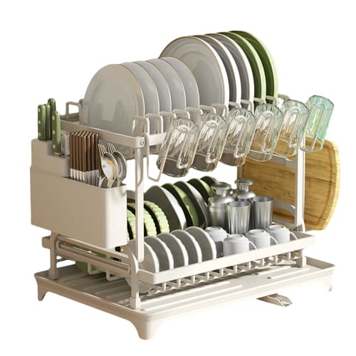 Sameyo Dish Drainer, 2-Tier, Sink-Side Dish Drainer, Large Capacity Storage Rack, Wide, Chopstick Holder, Knife Stand, Cutting Board Holder, Kitchen H