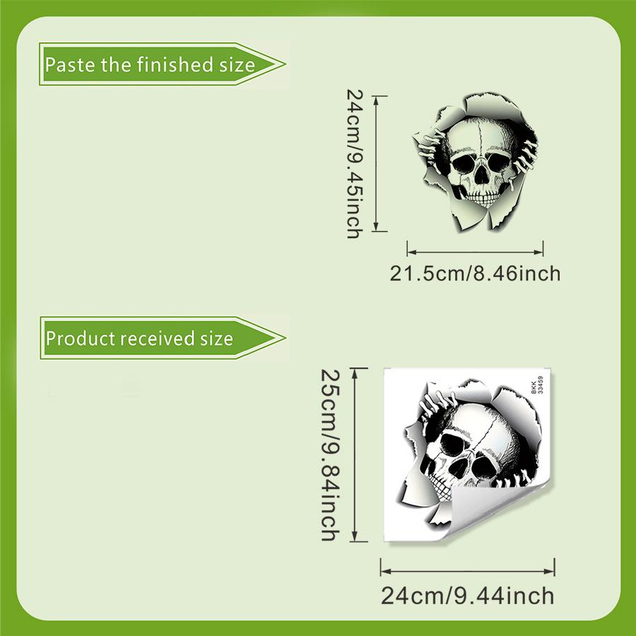 

Funny Skeleton Breaking Through Hole Toilet Sticker Waterproof Removable Bathroom Halloween Home Decor 24x25cm