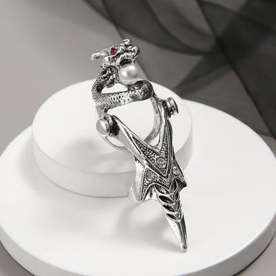 Δαχτυλίδι Unisex Άκρη Δακτύλου Μακρύ Ροκ Στυλ Μαργαριτάρι Απομίμησης Σχήμα Δράκου