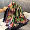 New Simulated Silk Printed Scarf for Women's Autumn and Winter Warmth Scarf Fashionable and Fashionable Foreign Style Shawl