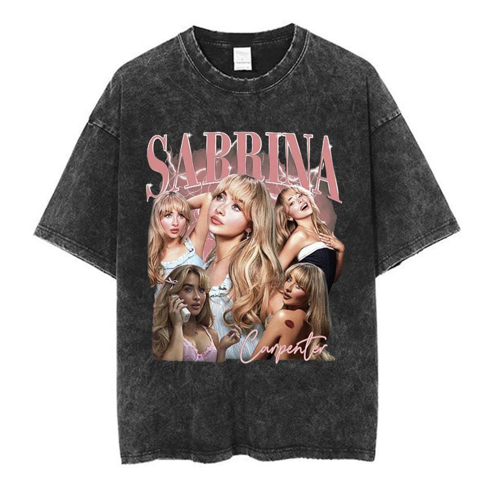 Sabrina Carpenter Short N Sweet Tour Washed Graphic Tshirt Men Women Summer Cotton Casual Oversized Short Sleeve T Shirts Tops