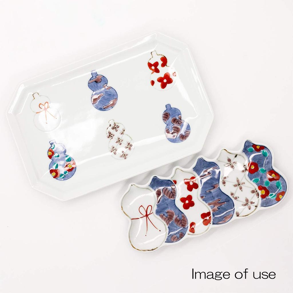 24to3 Nishitomi Imari Ware Tokushichi Kiln Six Gourds Long Plate 21 X 9cm Gourd Red Made In Japan 478458 Approx.