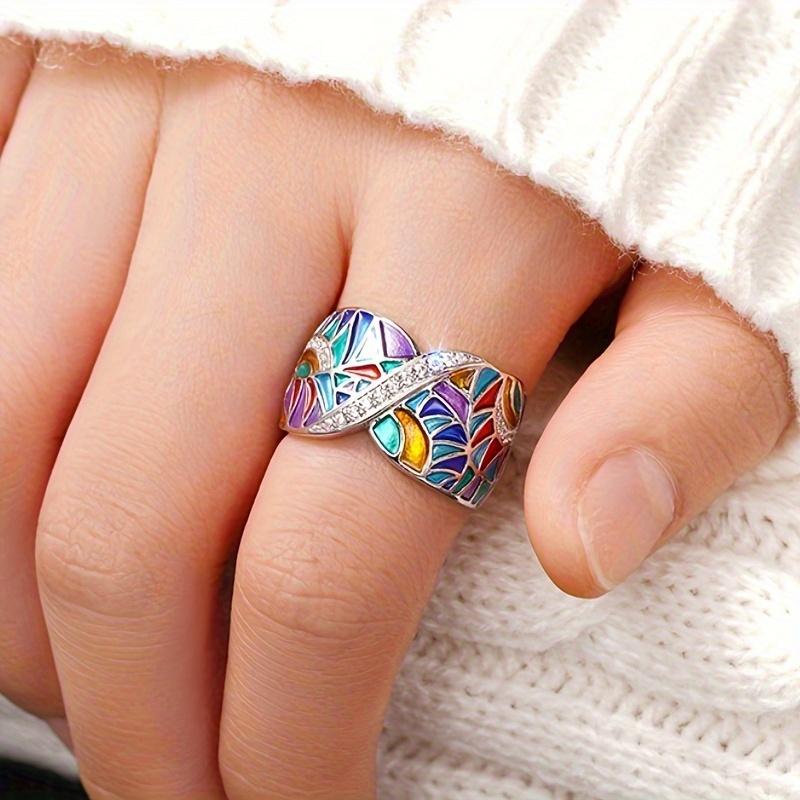 1pc Bohemian Style Synthetic Zirconia Ring for Women - Vibrant August-Birthstone Design, White Golden Plated, Perfect for Summer, Daily Wear & Parties