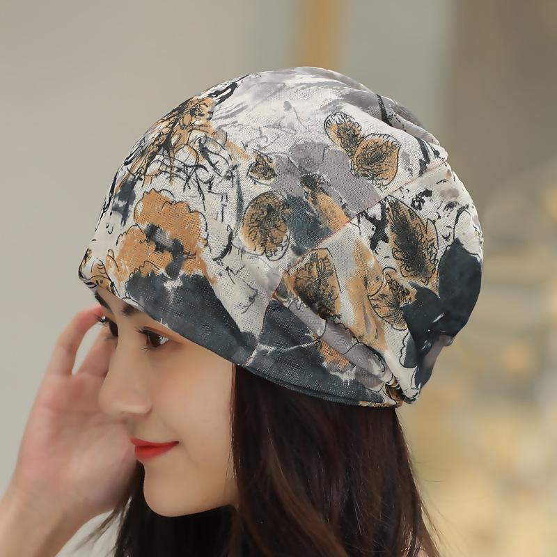 Spring And Summer Package Set Turban Cap Fashion Printing Bald Head Chemotherapy Cap Thin Section Pregnant Woman Monthly Hat Women's Hat