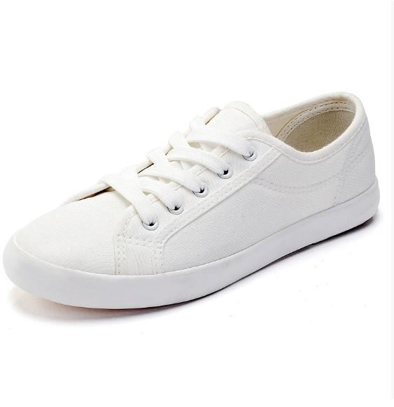 Fashion Unisex White Canvas Shoes Summer Casual Student Sports Shoes Lace-up Plaid Flat Shoes