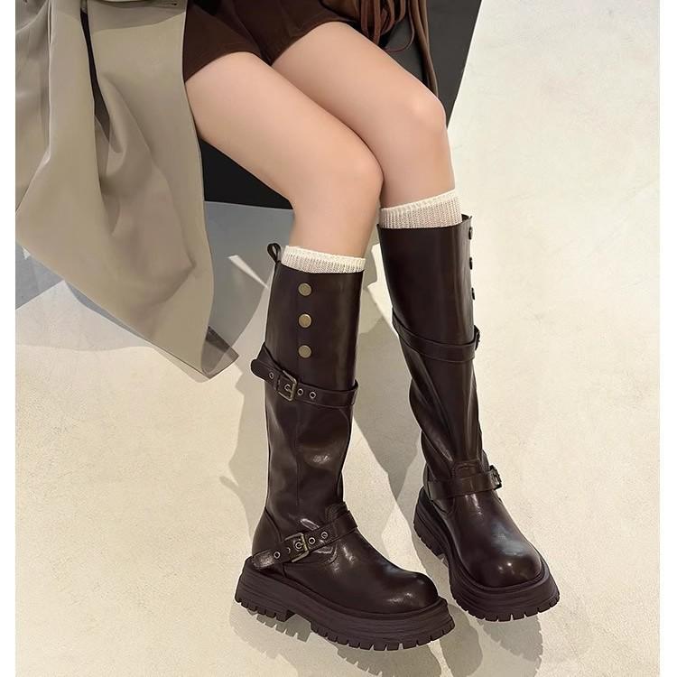 2025 A/W Black Wide Calf High-Thigh Knight Boots for Women