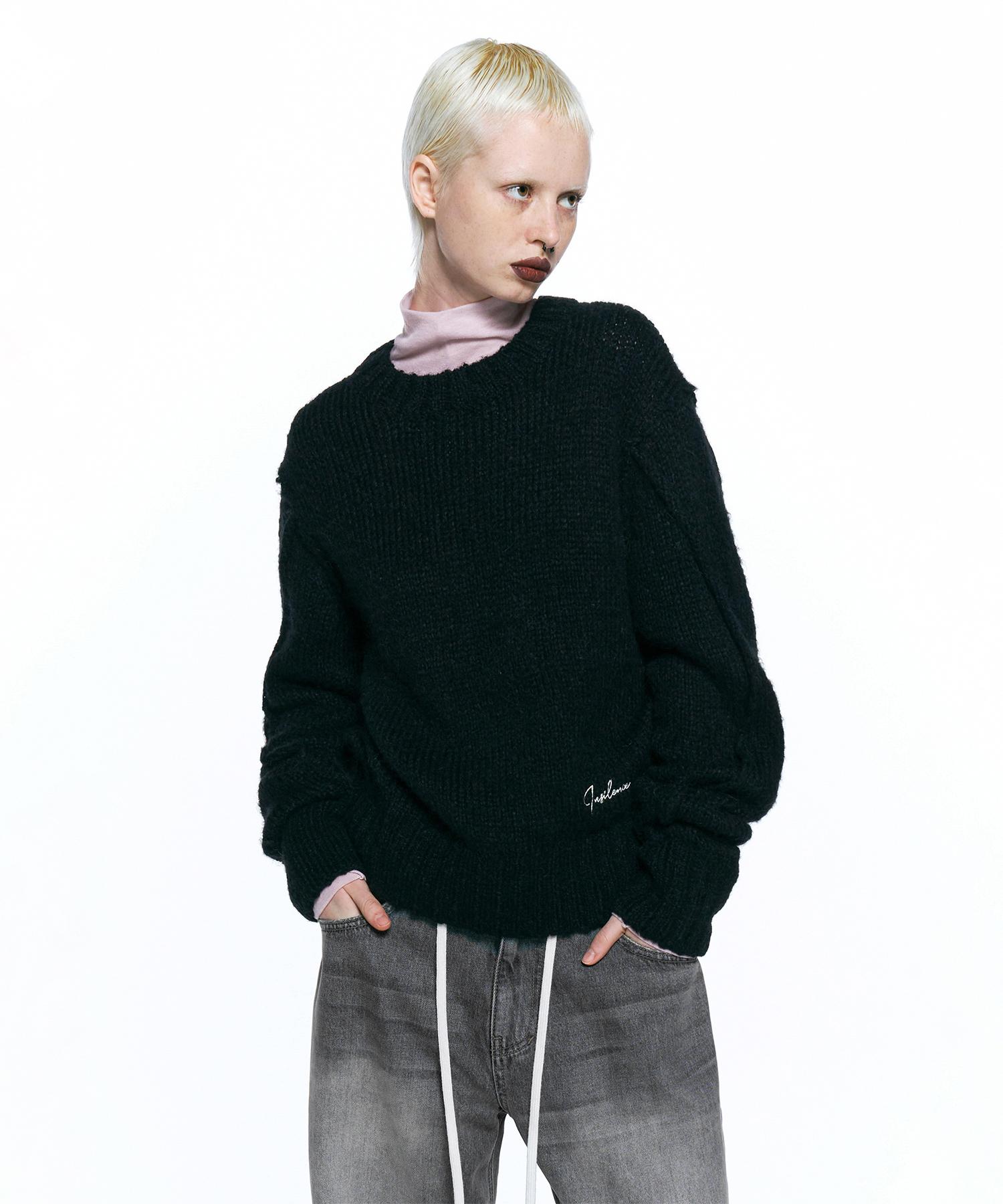Insilence Woman Italian Alpaca Wool Knit Black Black/S