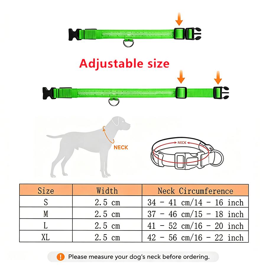 3 Modes Dog Luminous Charge Collar Led Usb Cat Dogs Collars Detachable Night Led Glow Dog Loss Prevention Collar Pet Accessories 3