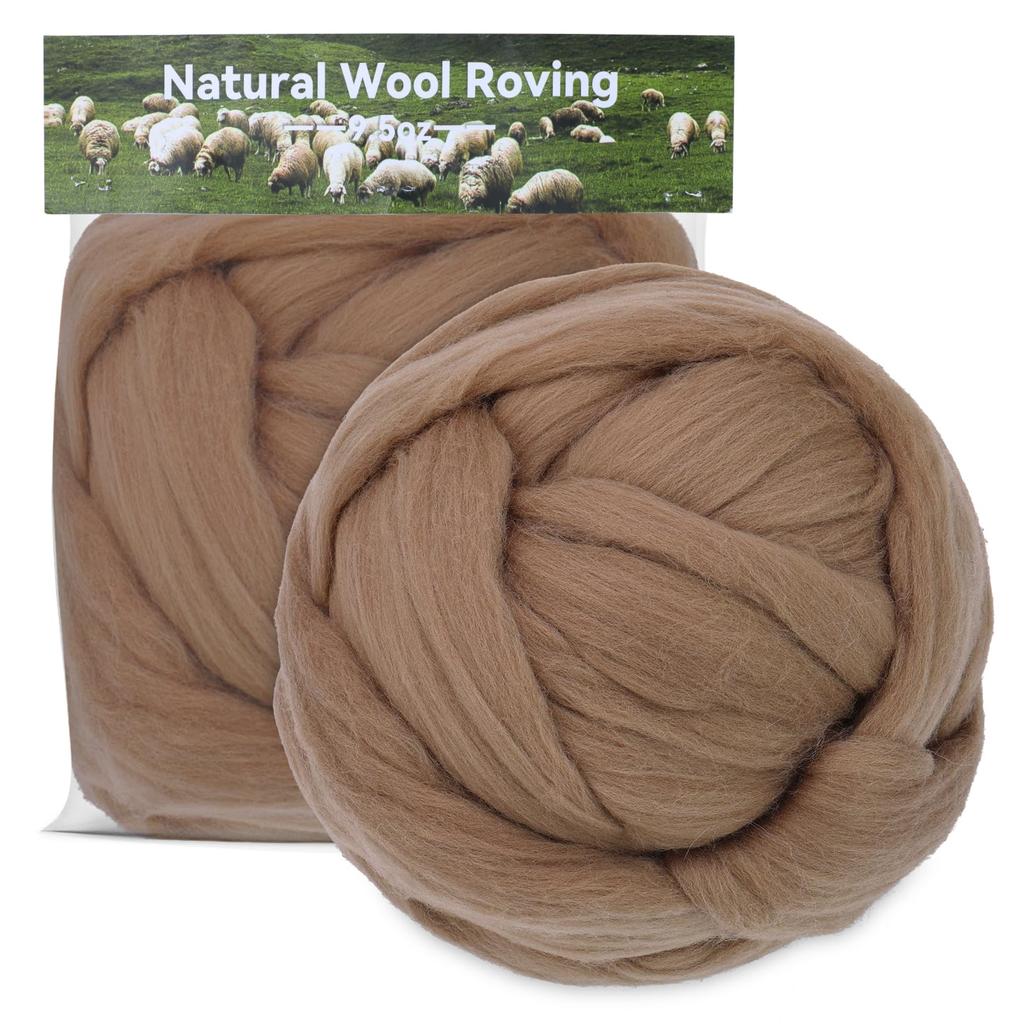 Fenrry 270g Wool Roving Wool Yarn Needle Felting Wool Fibre Wool Roving Top for Wool Felt Supplies DIY Festival Craft Materials