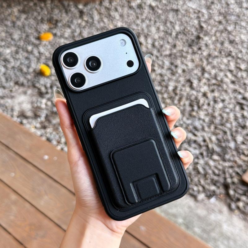

Card Slot Wallet Bracket Phone Case for iPhone 17 AIR 16 15 14 13 Pro Max Plus Shockproof Armor Protective Bumper Cover iPhone 15