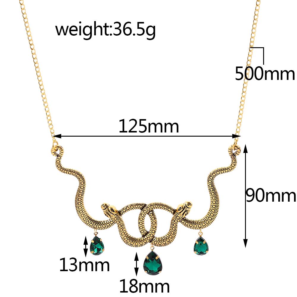 Trendy Vintage Double Snake Necklace Goth Entwined Snakes Water Drop Crystal Neck Chain For Women Party Charm Jewelry Gifts
