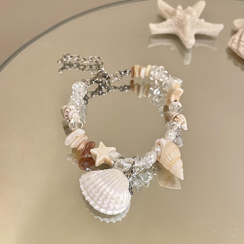 Shell Crystal Pearl Starfish Pendant Bracelet Holiday Style Niche Versatile Bracelet Fashion Advanced Temperament Jewelry