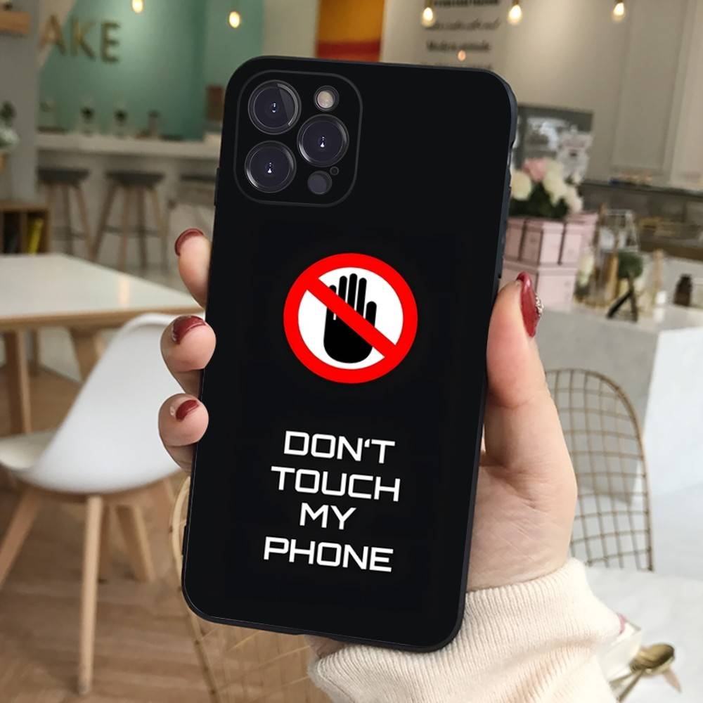 Nicht anfassen Mein Handy Muster Handyhülle Für IPhone 17 16 15 14 13 12 11 Pro Max Plus Mini Weiche Schwarze Hülle