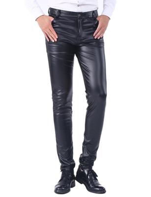 Idopy Kůže Kůže Biker Skinny Tužka Falešná Kůže Móda Dlouhé Kožené Kalhoty pro Štíhlé Rovné Černá Pánská Bunda, Kalhoty, Bunda, Kalhoty, Kalhoty,