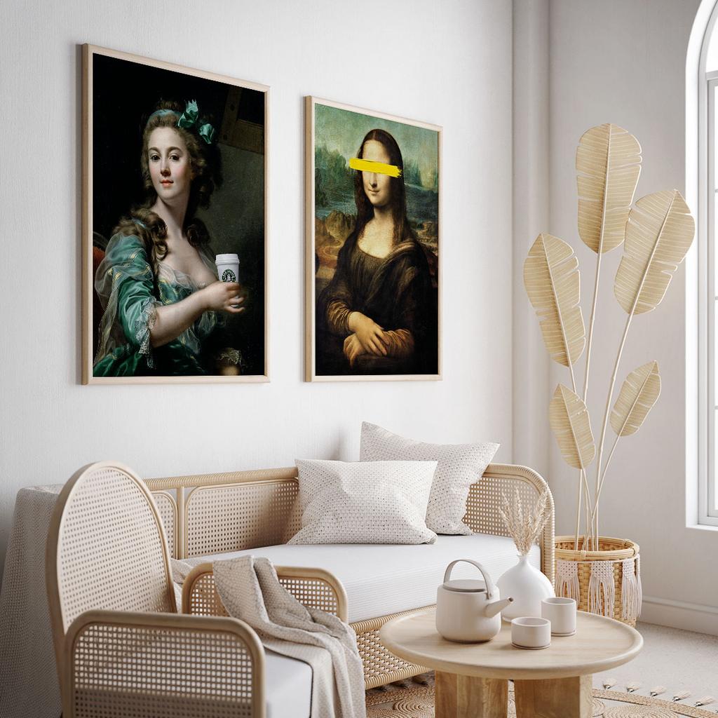 Set of Two Posters Mona Lisa Coffee