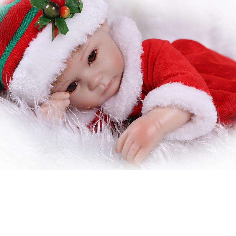 Charming Vinyl Silicone 16'' Lifelike Reborn Doll Baby With Festive Christmas Outfit