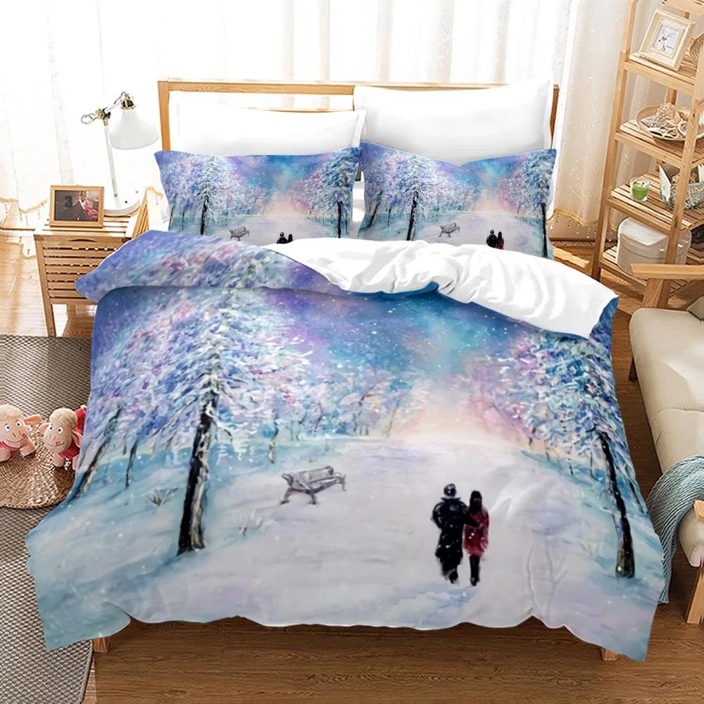 Comforter Couple Theme Valentine'S Day Present For Couple Wife Polyester Bedding Set King Queen Full Size Comforter