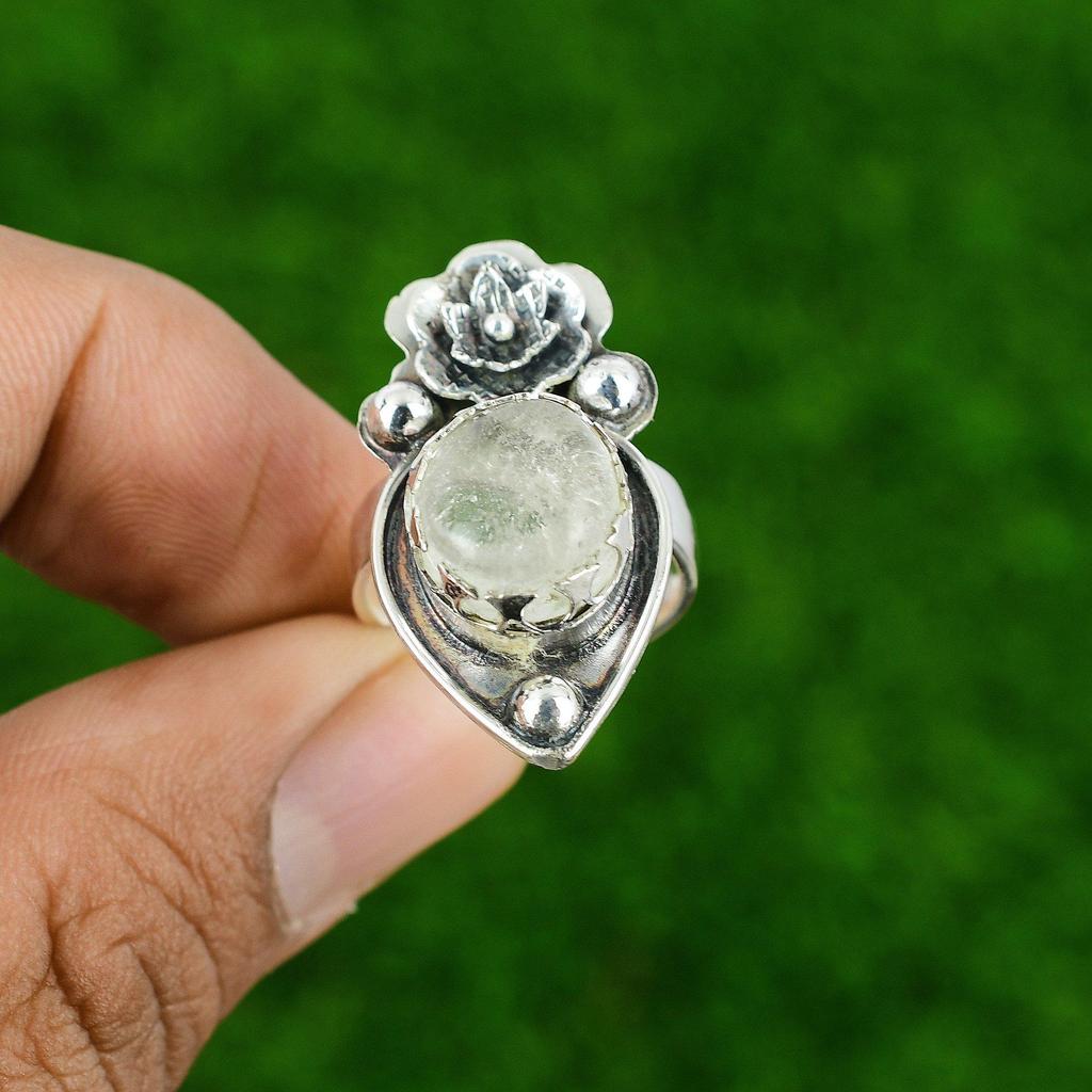 Natural Moonstone Gemstone Statement Adjustable Ring 925 Silver For Women